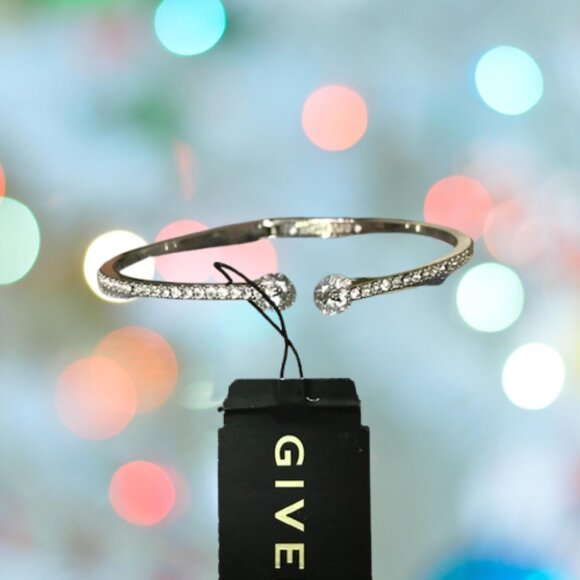 Givenchy Jewelry - NWT Givenchy Crystal & Pavé Hinged Bangle Cuff Bracelet